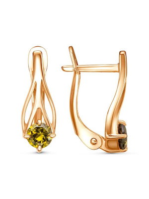 Серьги бижутерия, покрытие - золочение, вставка - фианит (недрагоценный камень)