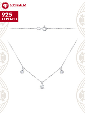 Колье серебро 925 пробы, без покрытия, вставка - фианит (недрагоценный камень)