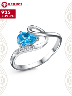 Кольцо серебро 925 пробы, покрытие - родирование, вставка - фианит (недрагоценный камень)
