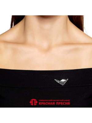 Брошь серебро 925 пробы, покрытие - оксидирование, без вставок