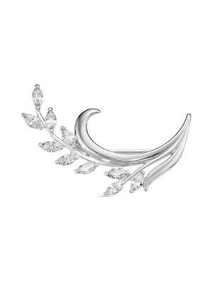 Брошь серебро 925 пробы, покрытие - родирование, вставка - фианит (недрагоценный камень)