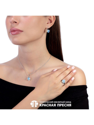 Серьги серебро 925 пробы, покрытие - оксидирование, вставка - стекло ювелирное собственной огранки