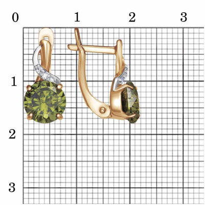 Серьги бижутерия, покрытие - золочение, выборочное родирование, вставка - фианит (недрагоценный камень)