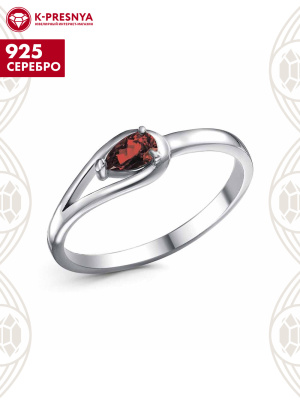 Кольцо серебро 925 пробы, покрытие - родирование, вставка - фианит (недрагоценный камень)