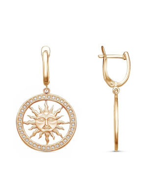 Серьги бижутерия, покрытие - золочение, вставка - стекло ювелирное preciosa