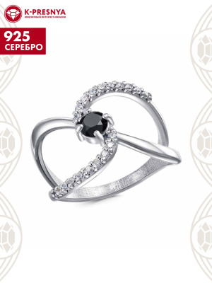 Кольцо серебро 925 пробы, покрытие - платинирование, вставка - фианит (недрагоценный камень)