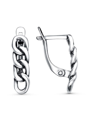 Серьги бижутерия, покрытие - серебрение с оксидированием, без вставок