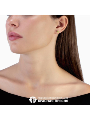 Серьги серебро 925 пробы, покрытие - золочение, вставка - фианит (недрагоценный камень)