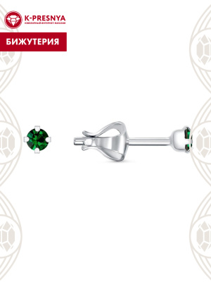 Серьги бижутерия, покрытие - серебрение, вставка - стекло ювелирное preciosa