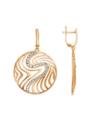 Серьги серебро 925 пробы, покрытие - золочение, отделка - алмазная грань, без вставок