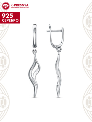 Серьги серебро 925 пробы, покрытие - родирование, без вставок