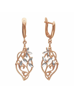 Серьги серебро 925 пробы, покрытие - золочение, отделка - алмазная грань, без вставок