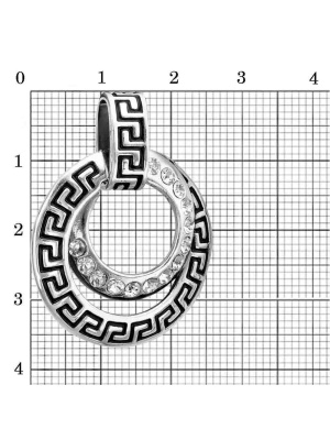 Подвеска бижутерия, покрытие - серебрение с оксидированием, отделка - эмаль, вставка - стекло ювелирное preciosa