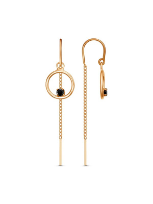 Серьги бижутерия, покрытие - золочение, вставка - фианит (недрагоценный камень)