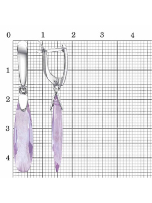 Серьги серебро 925 пробы, покрытие - платинирование, вставка - стекло ювелирное собственной огранки