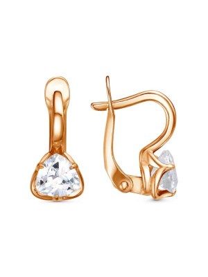 Серьги бижутерия, покрытие - золочение, вставка - фианит (недрагоценный камень)