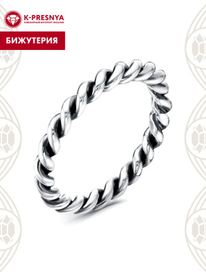 Кольцо бижутерия, покрытие - серебрение с оксидированием, без вставок