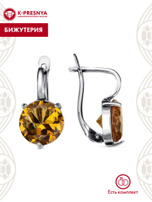 Серьги бижутерия, покрытие - серебрение с оксидированием, вставка - искусственный султанит