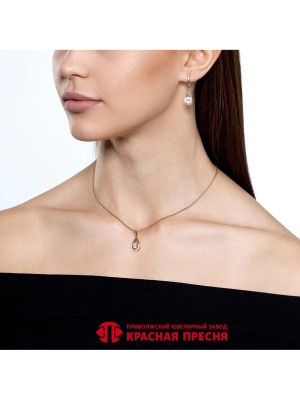 Подвеска серебро 925 пробы, покрытие - золочение, вставка - фианит (недрагоценный камень)