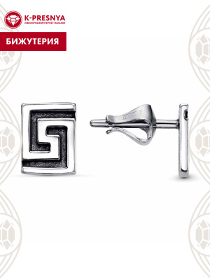 Серьги бижутерия, покрытие - серебрение с оксидированием, без вставок