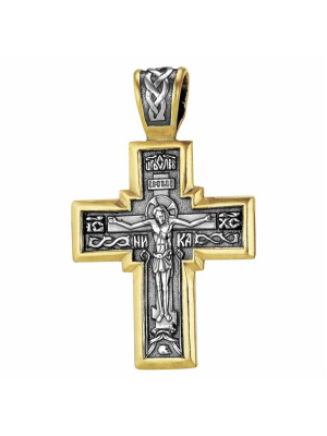 Подвеска бижутерия, покрытие - серебрение с оксидированием, выборочное золочение, без вставок