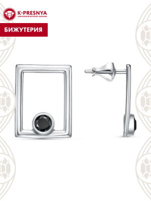 Серьги бижутерия, покрытие - платинирование, вставка - стекло ювелирное preciosa