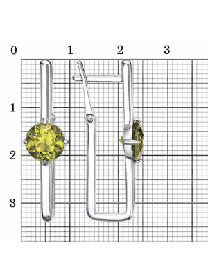Серьги бижутерия, покрытие - платинирование, вставка - фианит (недрагоценный камень)