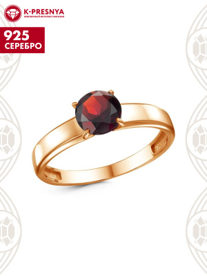 Кольцо серебро 925 пробы, покрытие - золочение, вставка - фианит (недрагоценный камень)