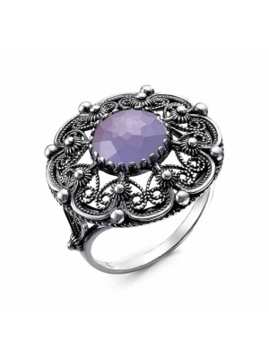 Кольцо серебро 925 пробы, покрытие - оксидирование, вставка - ситалл собственной огранки