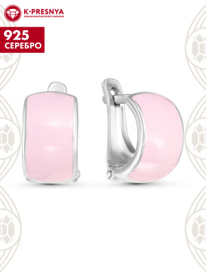 Серьги серебро 925 пробы, покрытие - родирование, отделка - эмаль, без вставок
