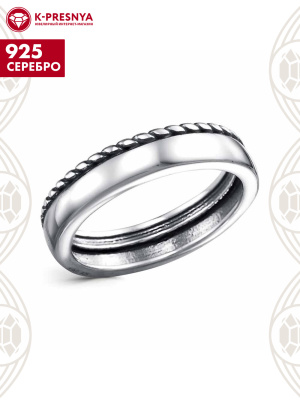 Кольцо серебро 925 пробы, покрытие - оксидирование, без вставок