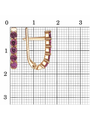 Серьги бижутерия, покрытие - золочение, вставка - синтетический корунд
