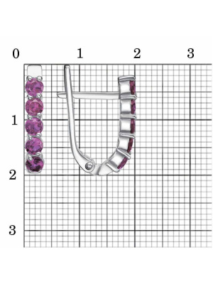 Серьги серебро 925 пробы, покрытие - платинирование, вставка - синтетический корунд