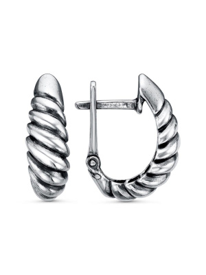 Серьги серебро 925 пробы, покрытие - оксидирование, без вставок