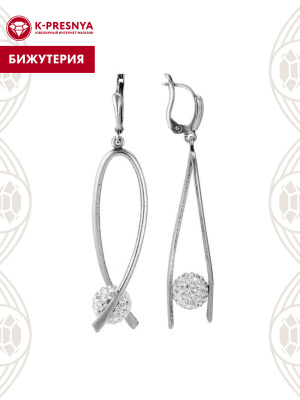 Серьги бижутерия, покрытие - серебрение с оксидированием, вставка - стекло ювелирное