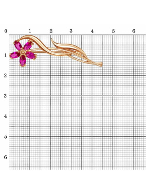 Брошь серебро 925 пробы, покрытие - золочение, вставка - синтетический корунд