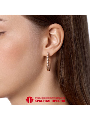 Серьги серебро 925 пробы, покрытие - золочение, отделка - алмазная грань, без вставок