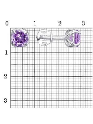 Серьги серебро 925 пробы, без покрытия, вставка - фианит (недрагоценный камень)