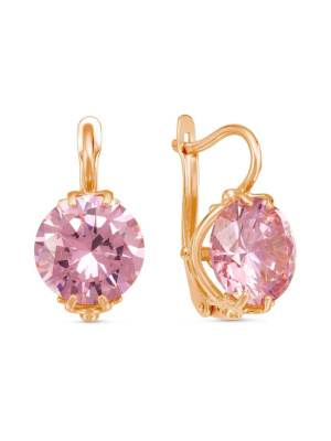 Серьги бижутерия, покрытие - золочение, вставка - фианит (недрагоценный камень)