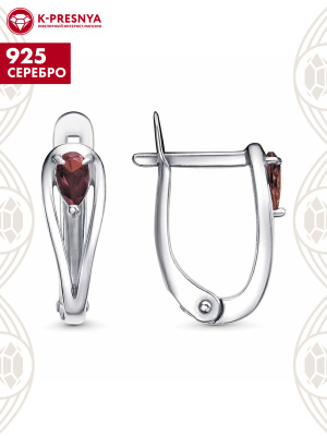 Серьги серебро 925 пробы, покрытие - родирование, вставка - фианит (недрагоценный камень)