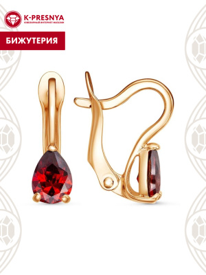 Серьги бижутерия, покрытие - золочение, вставка - фианит (недрагоценный камень)