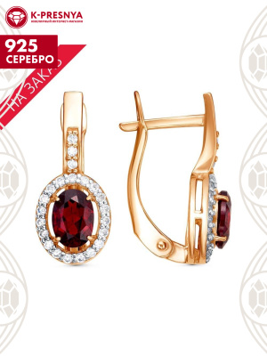 Серьги серебро 925 пробы, покрытие - золочение, выборочное родирование