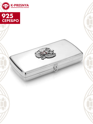 Портсигар серебро 925 пробы, покрытие - оксидирование, отделка - эмаль, без вставок