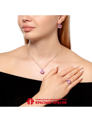 Подвеска серебро 925 пробы, покрытие - родирование, вставка - фианит (недрагоценный камень)