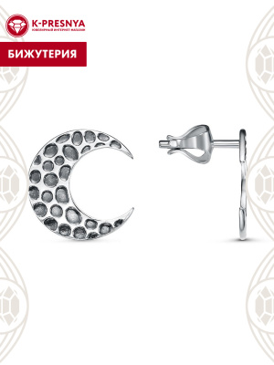 Серьги бижутерия, покрытие - серебрение с оксидированием, без вставок