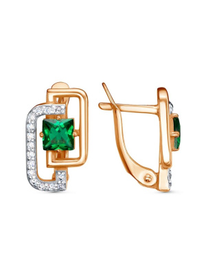 Серьги серебро 925 пробы, покрытие - золочение, выборочное родирование