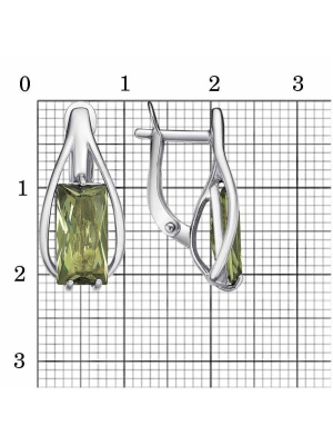 Серьги серебро 925 пробы, покрытие - платинирование, вставка - ситалл собственной огранки