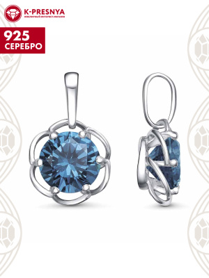 Подвеска серебро 925 пробы, покрытие - платинирование, вставка - искусственная шпинель