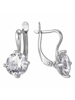 Серьги серебро 925 пробы, без покрытия, вставка - фианит (недрагоценный камень)