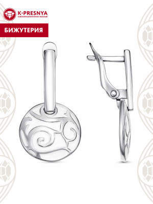 Серьги бижутерия, покрытие - платинирование, отделка - эмаль, без вставок